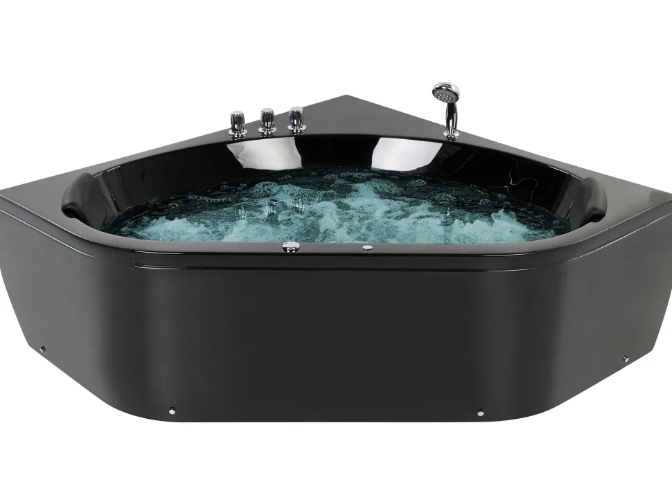 Banheira De Hidromassagem De Canto Em Acrilico Preto Com Led 140 X 140 Cm Meves