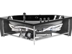 Banheira De Hidromassagem De Canto Em Acrilico Preto Com Led 140 X 140 Cm Meves