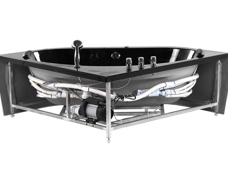 Banheira De Hidromassagem De Canto Em Acrilico Preto Com Led 140 X 140 Cm Meves