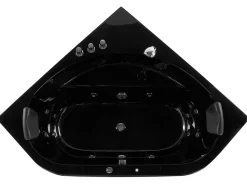 Banheira De Hidromassagem De Canto Em Acrilico Preto Com Led 140 X 140 Cm Meves