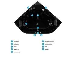 Banheira De Hidromassagem De Canto Em Acrilico Preto Com Led 140 X 140 Cm Meves