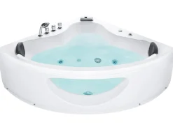 Banheira De Hidromassagem De Canto Em Acrilico Branco Com Led 146 X 146 Cm Tocoa