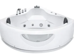 Banheira De Hidromassagem De Canto Em Acrilico Branco Com Led 146 X 146 Cm Tocoa