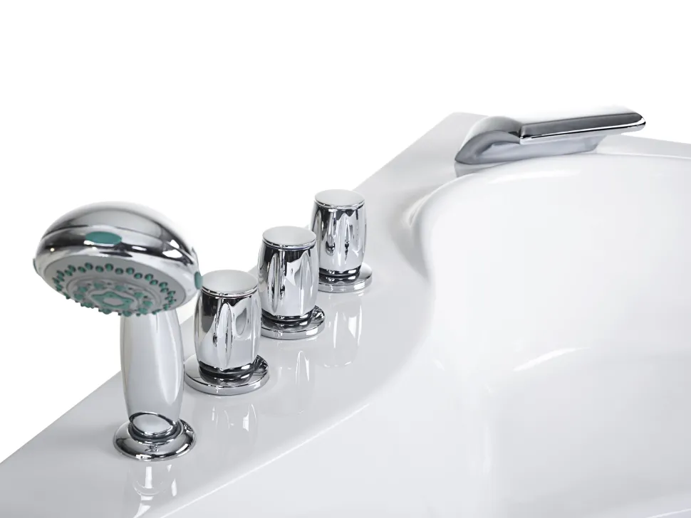 Banheira De Hidromassagem De Canto Em Acrilico Branco Com Led 146 X 146 Cm Tocoa