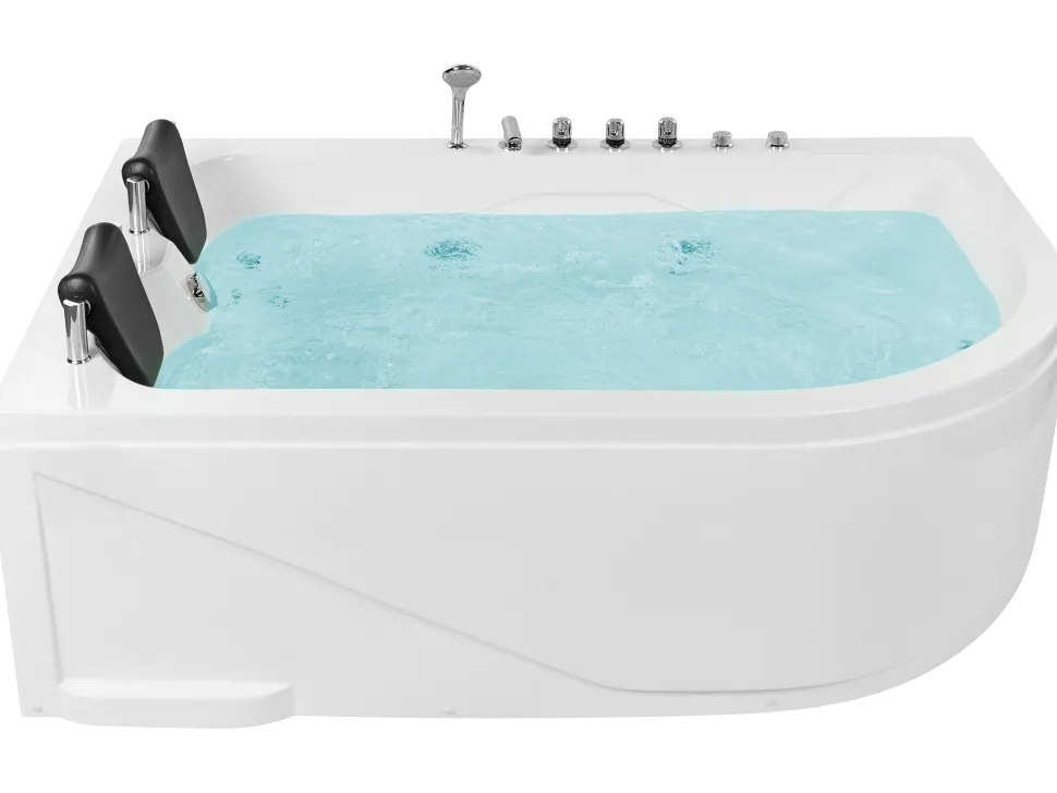 Banheira De Hidromassagem De Canto Direito Em Acrilico Branco Com Led 180 X 120 Cm Calama