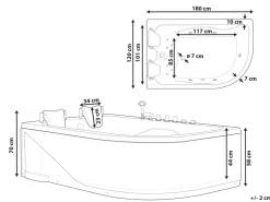 Banheira De Hidromassagem De Canto Direito Em Acrilico Branco Com Led 180 X 120 Cm Calama