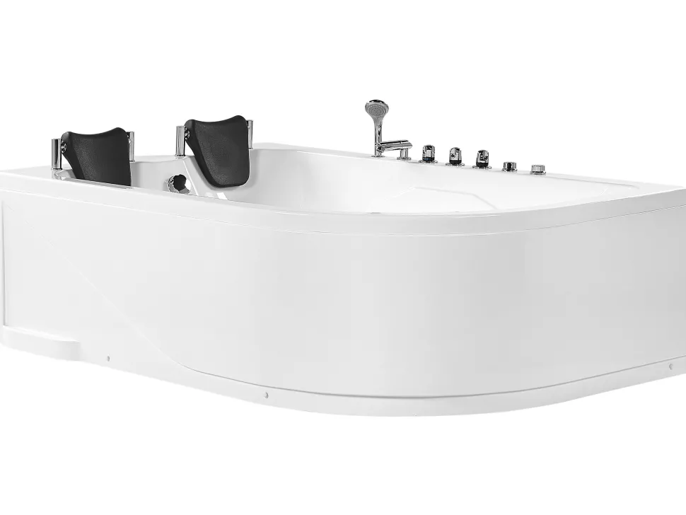 Banheira De Hidromassagem De Canto Direito Em Acrilico Branco Com Led 180 X 120 Cm Calama