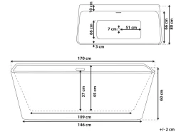 Banheira Para Parede Em Acrilico Branco 170 X 80 Cm Hassel