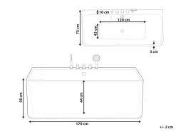 Banheira Para Parede Em Acrilico Branco 170 X 75 Cm Quatre