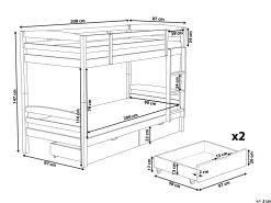 Beliche Com Gavetas Em Madeira De Pinho Branco 90 X 200 Cm Revin