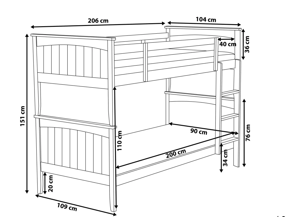 Beliche Em Madeira De Pinho Branca 90 X 200 Cm Radon