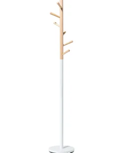 Bengaleiro Em Madeira De Pinho E Metal Branco 170 Cm Aubum