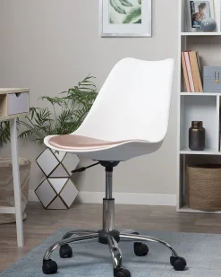 Cadeira De Escritorio Branca E Rosa Dakota Ii