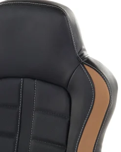 Cadeira De Escritorio Em Pele Sintetica Preta E Castanha Clara Prince