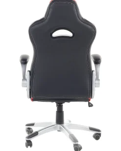 Cadeira De Escritorio Em Pele Sintetica Preta E Vermelha Master