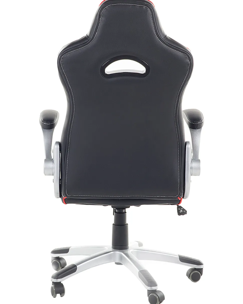 Cadeira De Escritorio Em Pele Sintetica Preta E Vermelha Master