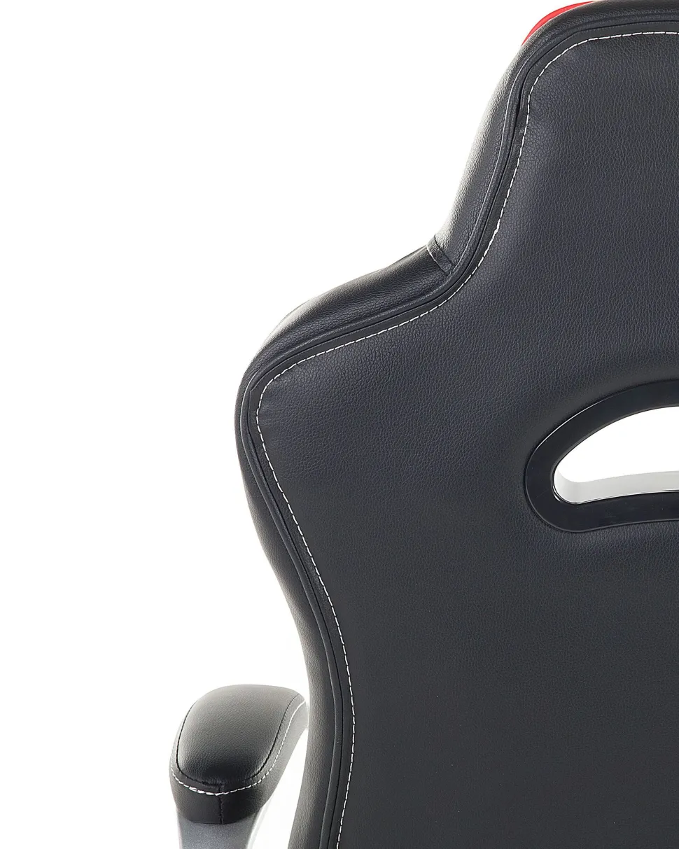 Cadeira De Escritorio Em Pele Sintetica Preta E Vermelha Master