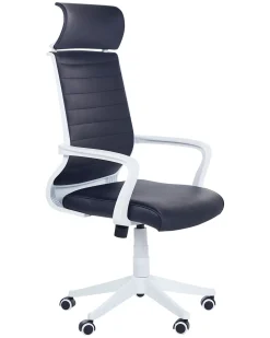 Cadeira De Escritorio Em Pele Sintetica Preta Leader