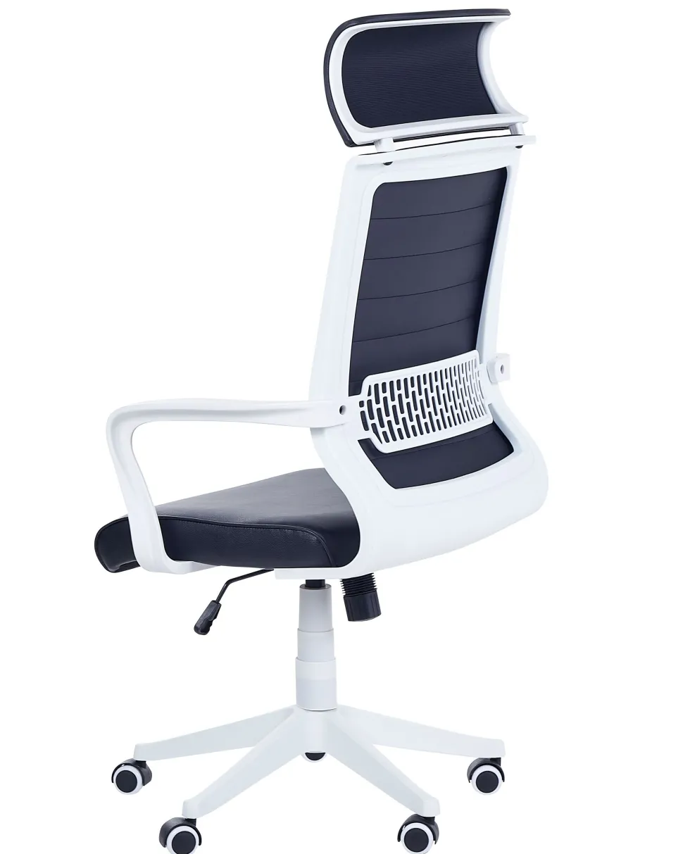 Cadeira De Escritorio Em Pele Sintetica Preta Leader