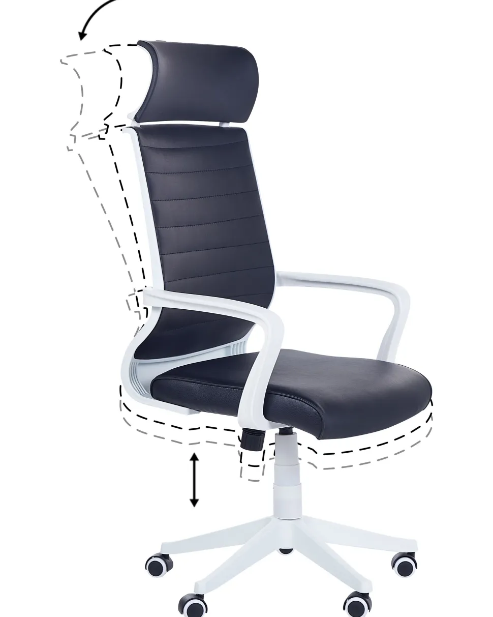 Cadeira De Escritorio Em Pele Sintetica Preta Leader