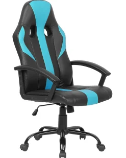 Cadeira De Escritorio Em Pele Sintetica Preta E Azul Success