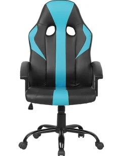 Cadeira De Escritorio Em Pele Sintetica Preta E Azul Success