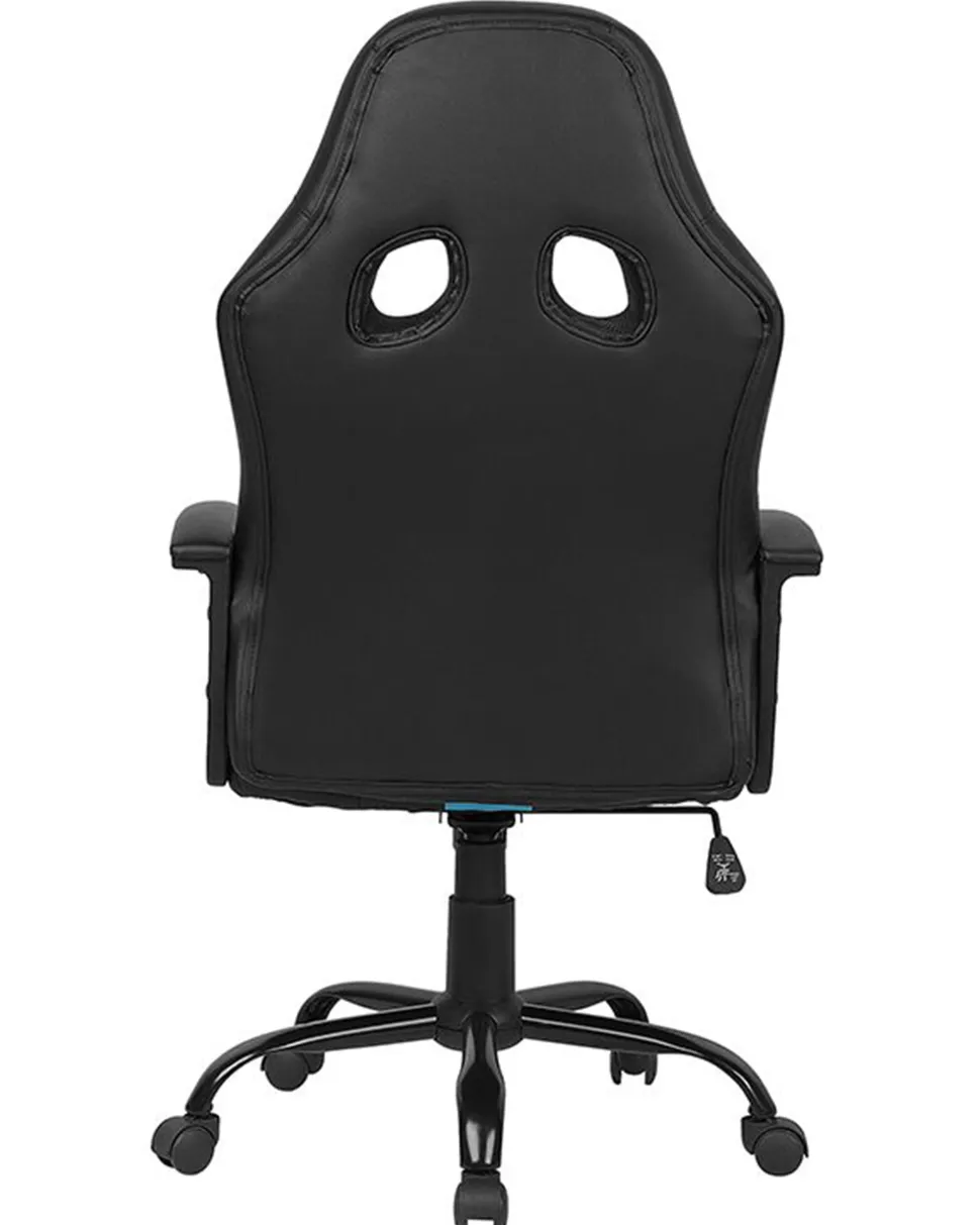 Cadeira De Escritorio Em Pele Sintetica Preta E Azul Success