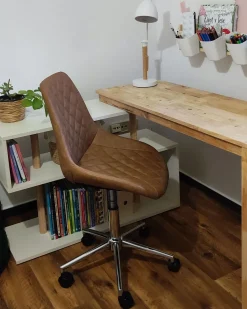 Cadeira De Escritorio Em Pele Sintetica Castanha Maribel