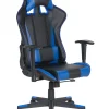 Cadeira De Escritorio Em Pele Sintetica Preta E Azul Gamer
