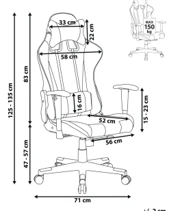 Cadeira De Escritorio Em Pele Sintetica Preta E Azul Gamer