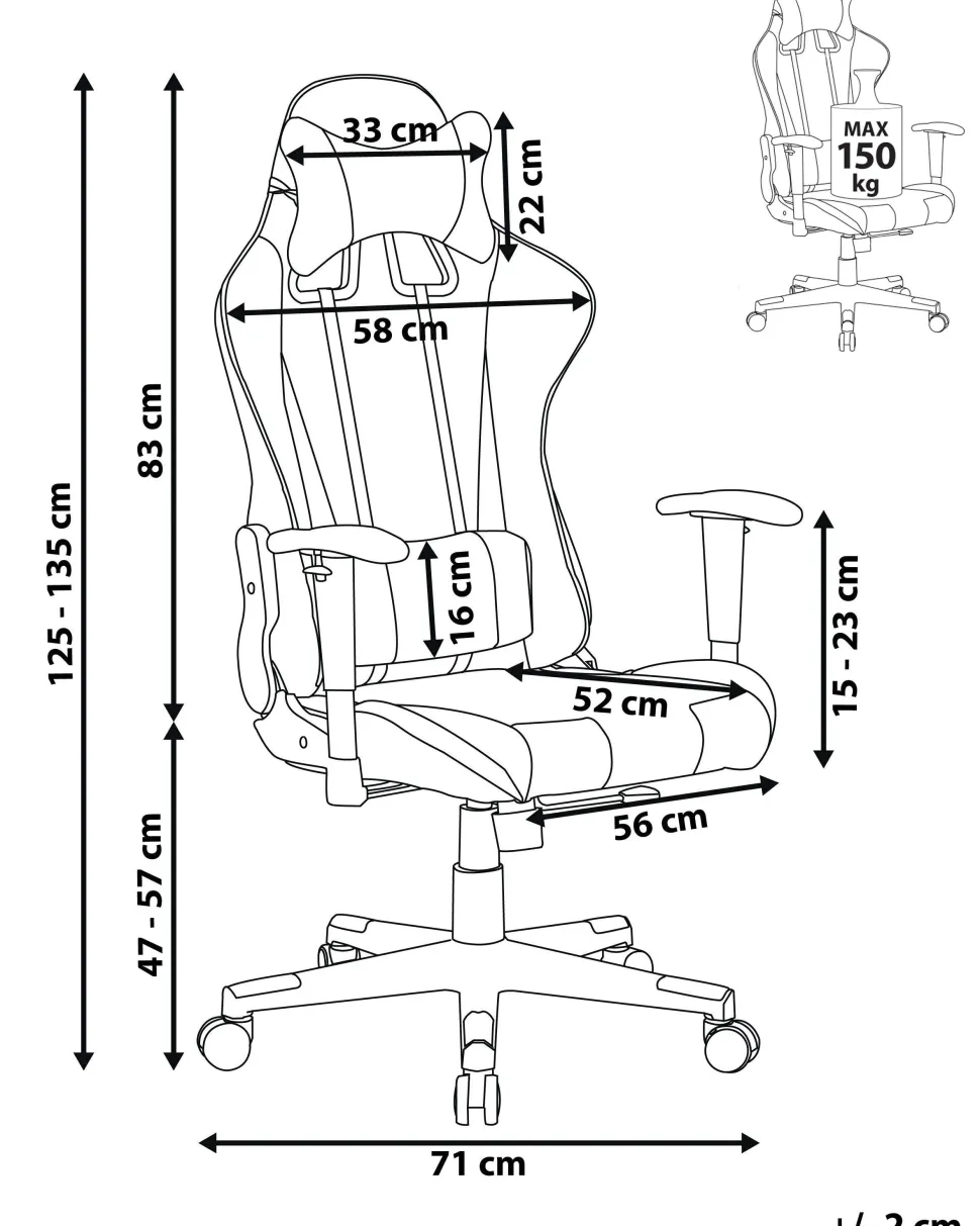 Cadeira De Escritorio Em Pele Sintetica Preta E Azul Gamer