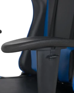 Cadeira De Escritorio Em Pele Sintetica Preta E Azul Gamer