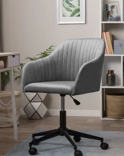Cadeira De Escritorio Em Veludo Cinzento Venice