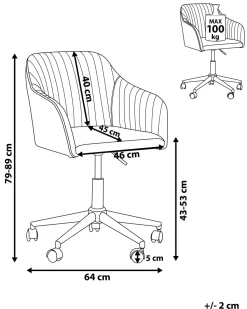 Cadeira De Escritorio Em Veludo Cinzento Venice