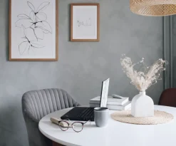 Cadeira De Escritorio Em Veludo Cinzento Venice