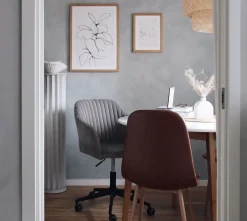 Cadeira De Escritorio Em Veludo Cinzento Venice