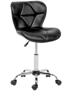 Cadeira De Escritorio Em Pele Sintetica Preta Valetta