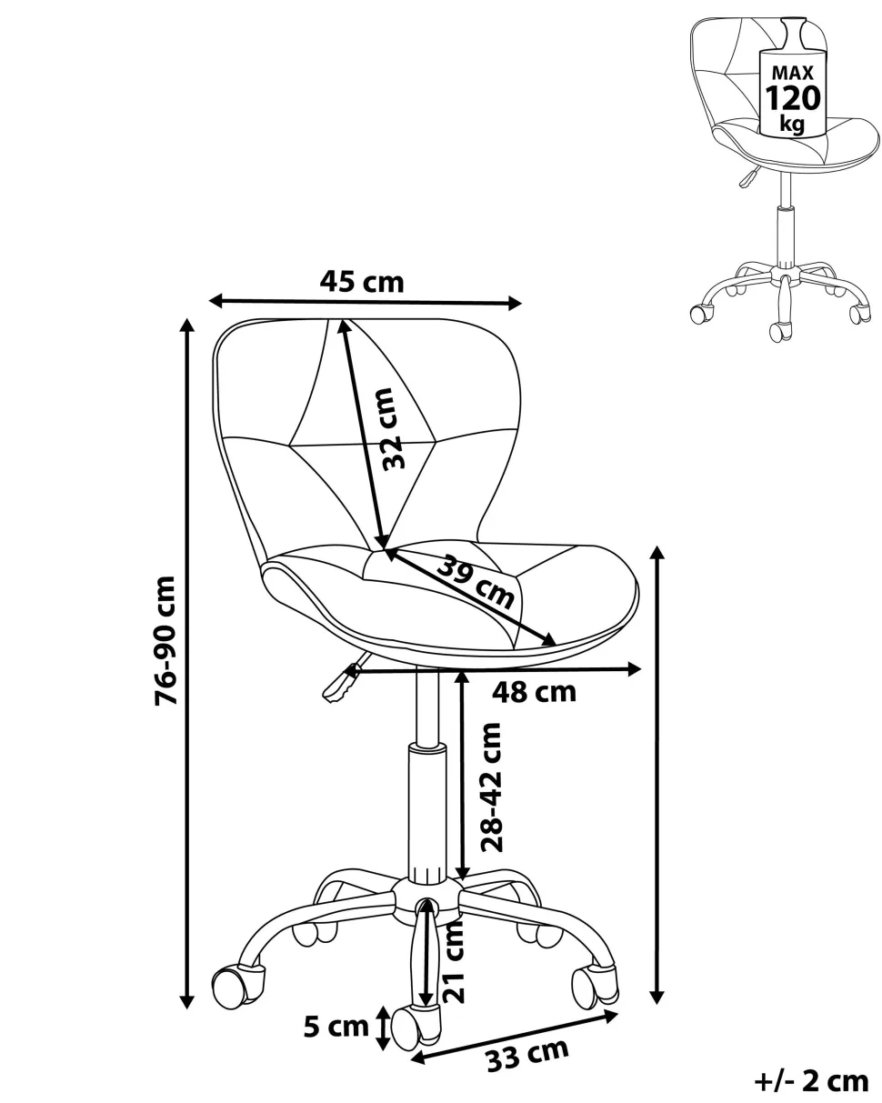 Cadeira De Escritorio Em Pele Sintetica Preta Valetta