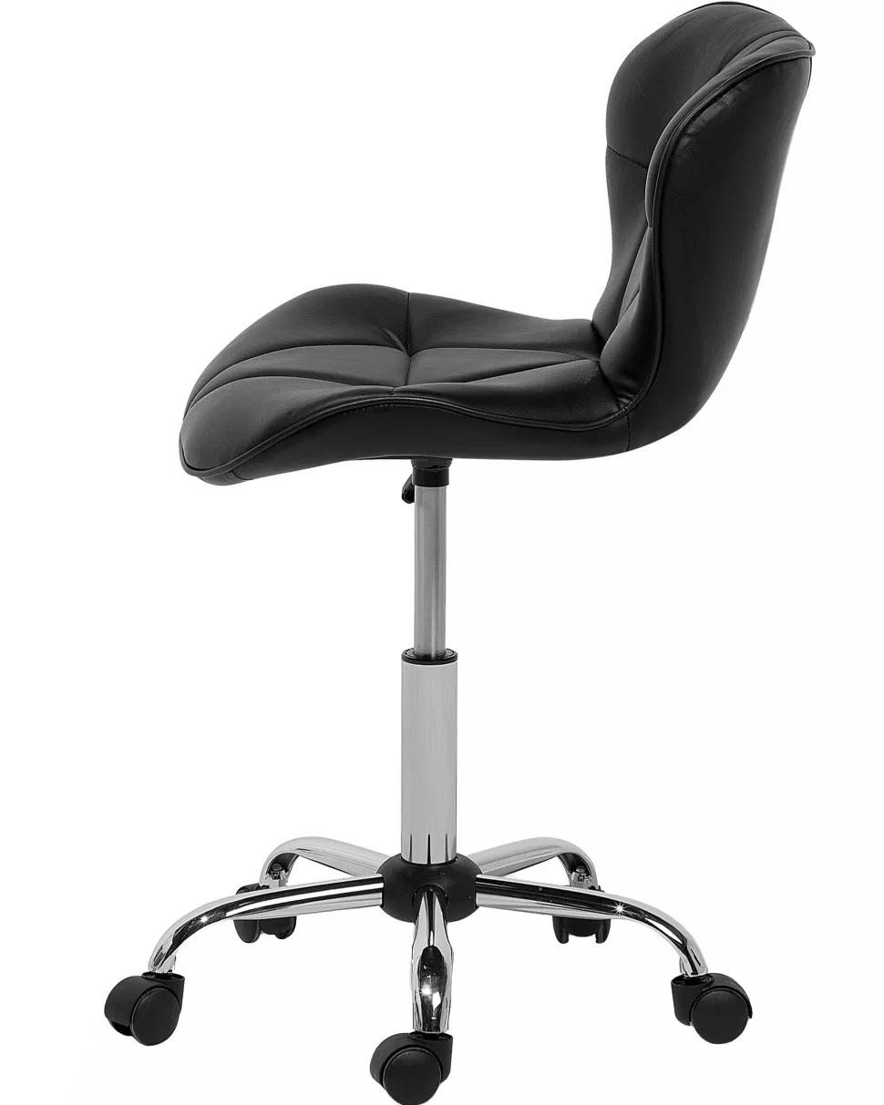 Cadeira De Escritorio Em Pele Sintetica Preta Valetta