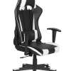 Cadeira De Escritorio Em Pele Sintetica Preta E Branca Gamer
