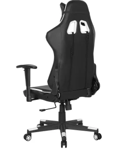 Cadeira De Escritorio Em Pele Sintetica Preta E Branca Gamer