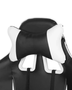 Cadeira De Escritorio Em Pele Sintetica Preta E Branca Gamer