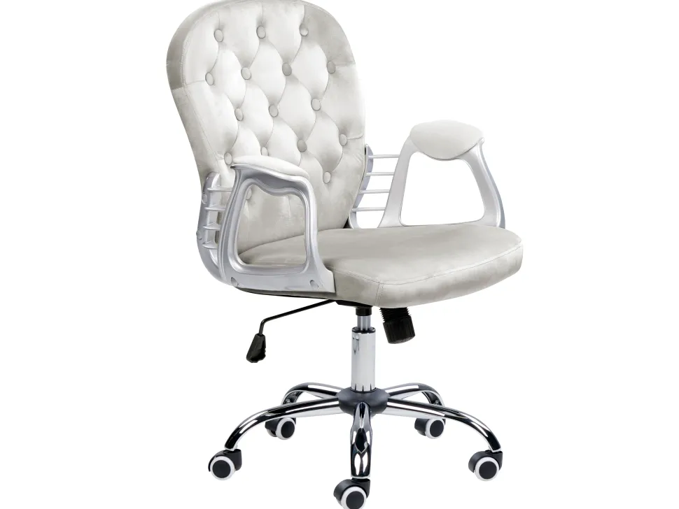 Cadeira De Escritorio Em Veludo Cinzento Claro Princess