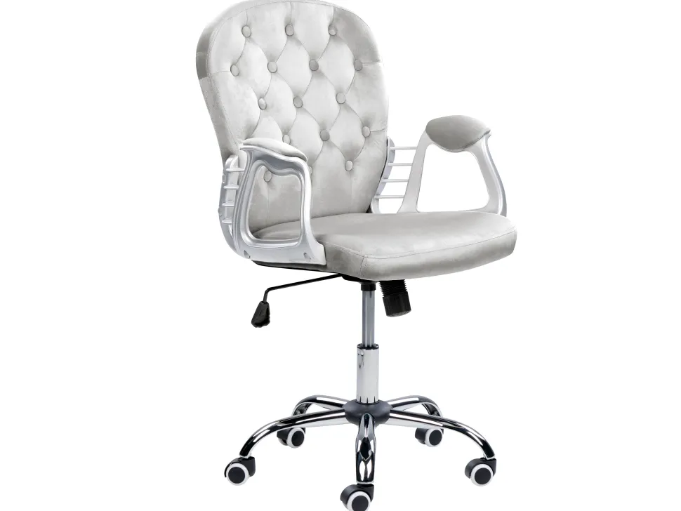 Cadeira De Escritorio Em Veludo Cinzento Claro Princess