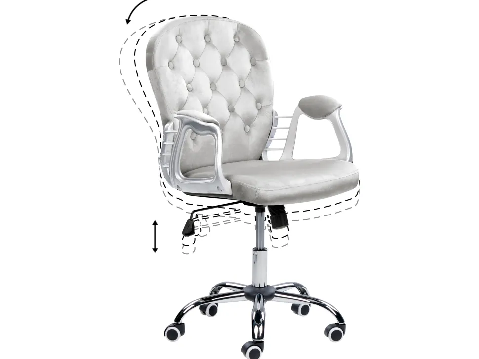 Cadeira De Escritorio Em Veludo Cinzento Claro Princess
