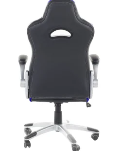 Cadeira De Escritorio Em Pele Sintetica Preta E Azul Master