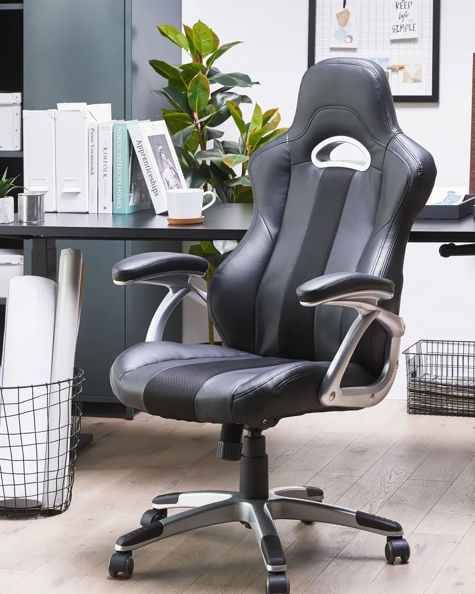 Cadeira De Escritorio Em Pele Sintetica Preta Adventure