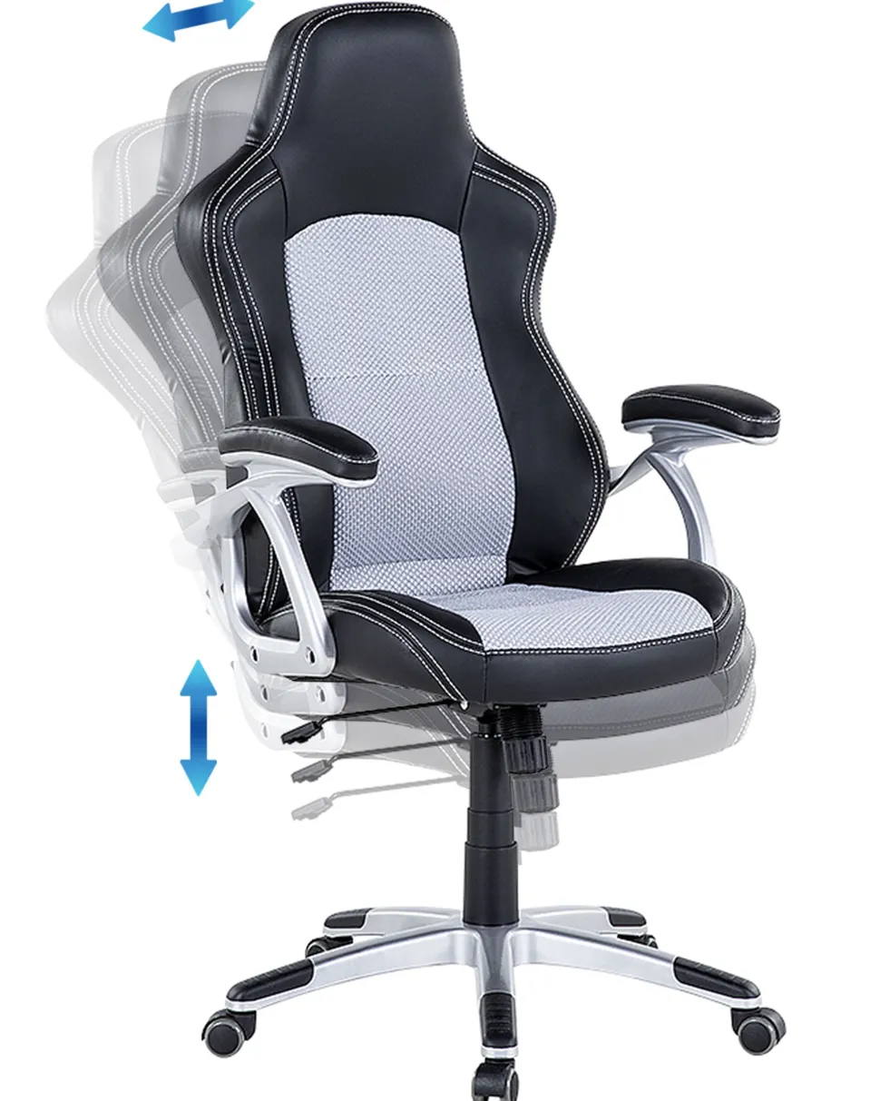 Cadeira De Escritorio Em Pele Sintetica Preta E Cinzenta Explorer