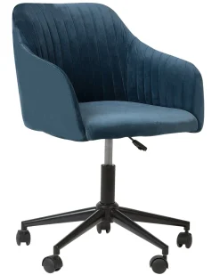 Cadeira De Escritorio Em Veludo Azul Venice