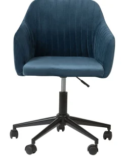 Cadeira De Escritorio Em Veludo Azul Venice